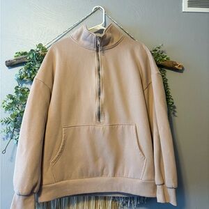 Women's Beige Half-Zip Sweatshirt
